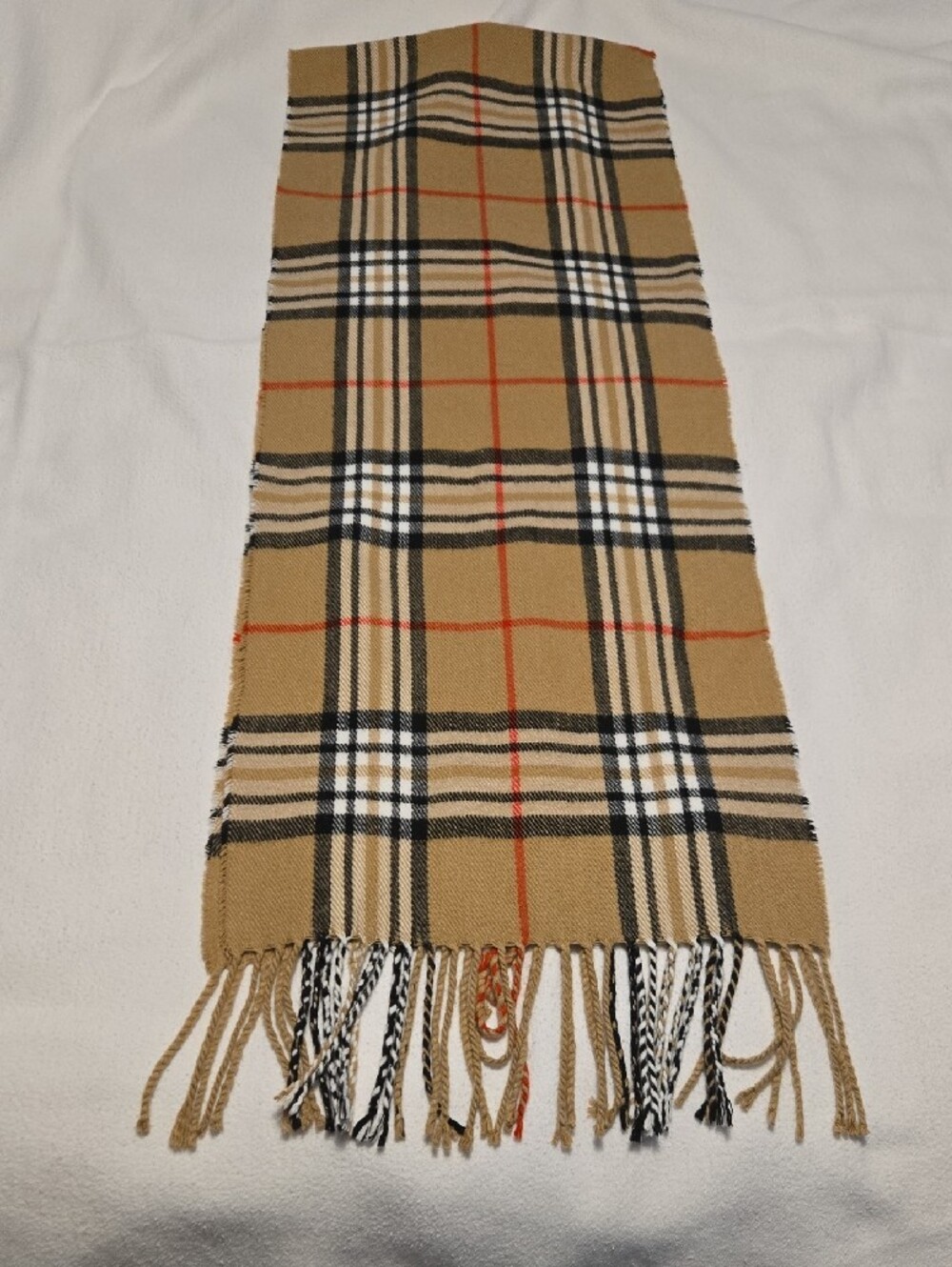 Classic Plaid Camel Scarf